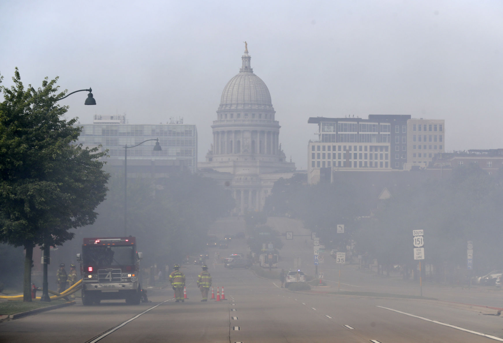 Explosion and fire in Downtown Madison